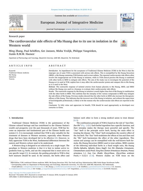 (PDF) The cardiovascular side effects of Ma Huang due to its use in ...