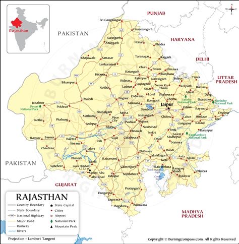 Rajasthan Map, Rajasthan State Map