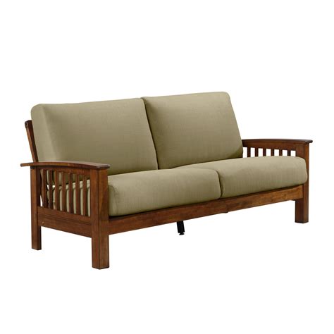 Domesis Hadid Mission-Style Loveseat with Exposed Wood Frame