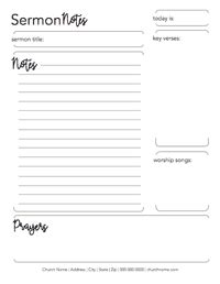 Printable Sermon Notes For Adults