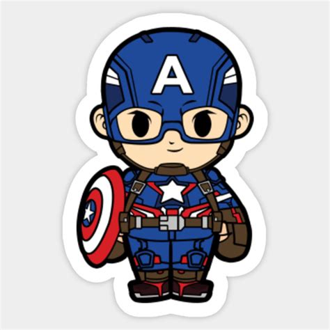 Cute Captain America Chibi - Captain America - Sticker | TeePublic