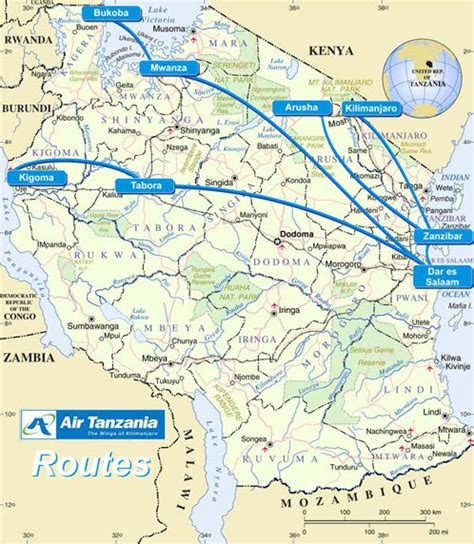 Air Tanzania route map