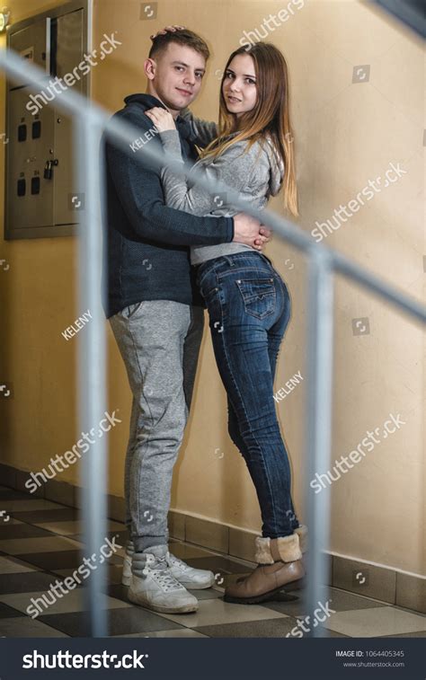 Adult Teenagers Boyfriend Girlfriend Hugging Each Stock Photo 1064405345 | Shutterstock