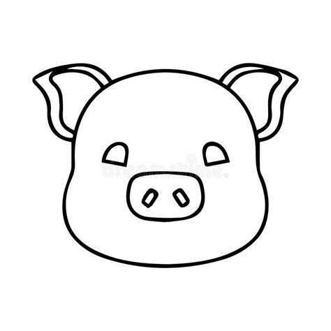 Outline of a cute pig head stock vector. Illustration of china - 139231633