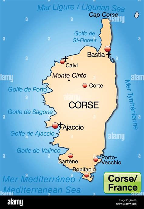 map of corsica as an overview map in pastelorange Stock Vector Image & Art - Alamy