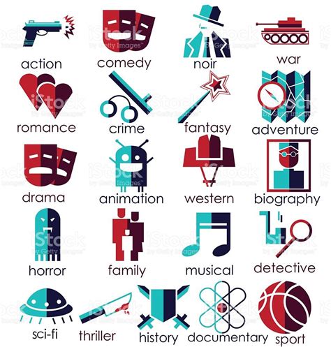 Cinema genres theme.flat icons vetor e ilustração royalty-free royalty-free Best Cinematography ...