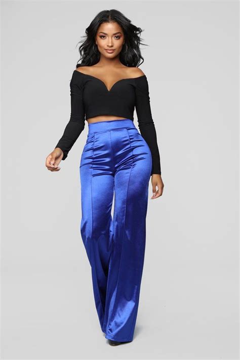 Trendy clothing ideas satin dress pants, fashion model, electric blue | Satin Pants Outfit ...