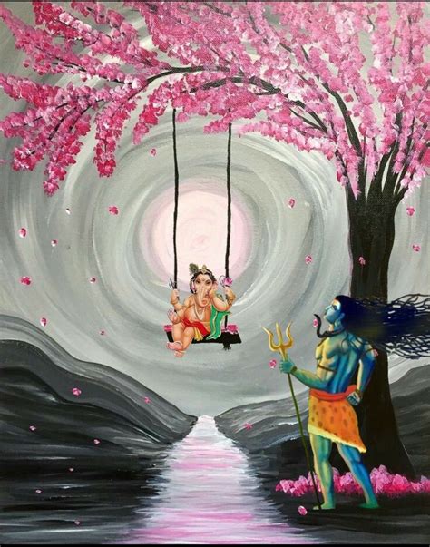 Bal Ganesh playing with Lord Shiva in creative art painting | Lord ganesha paintings, Ganesha ...