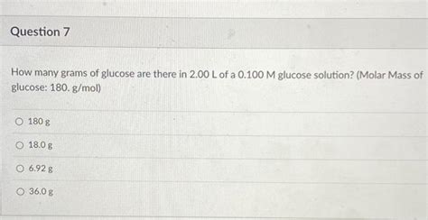 Solved How many grams of glucose are there in 2.00 L of a | Chegg.com