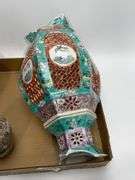 (3) 2 Antique Chinese Pierced Porcelain Lanterns and Famille Rose Vase-As-Is - Dixon's Auction ...