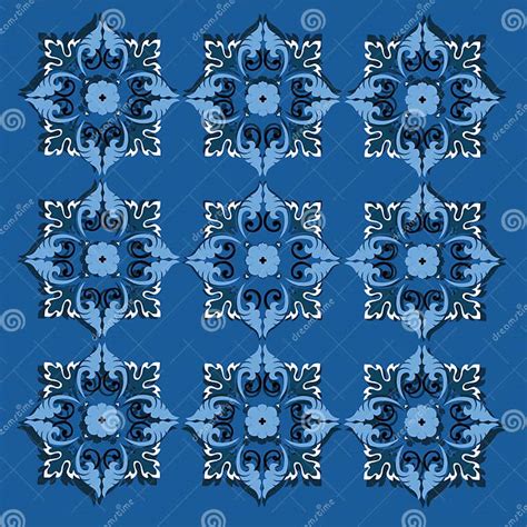 Blue Floral Pattern on the Royal Blue Background Stock Illustration ...