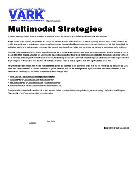 Multimodal Strategies - Learning | PDF | Neuropsychological Assessment ...