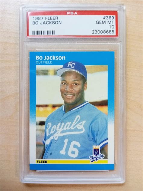 Bo Jackson Baseball Card 1987 Fleer 369 Rookie Card PSA Graded Gem Mint ...