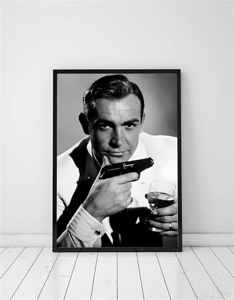 Sean Connery James Bond Poster, Vintage Movie Poster, Black and White ...