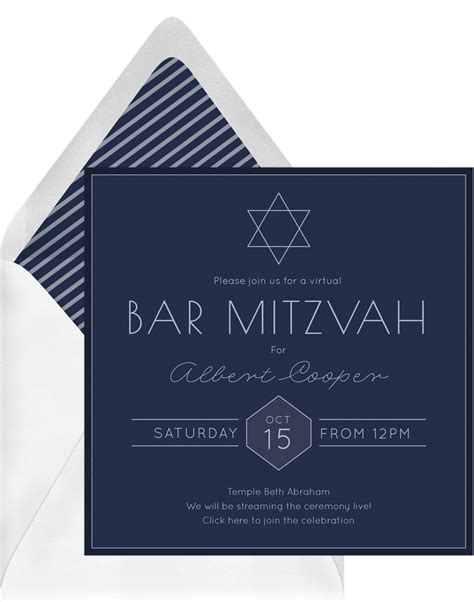 Simple Bar Mitzvah Invitations in Blue | Greenvelope.com