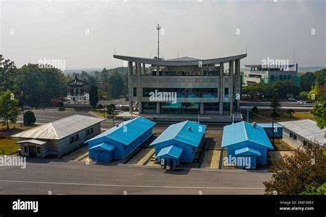 The overview of Panmunjom of the Southern side. The truce village of ...