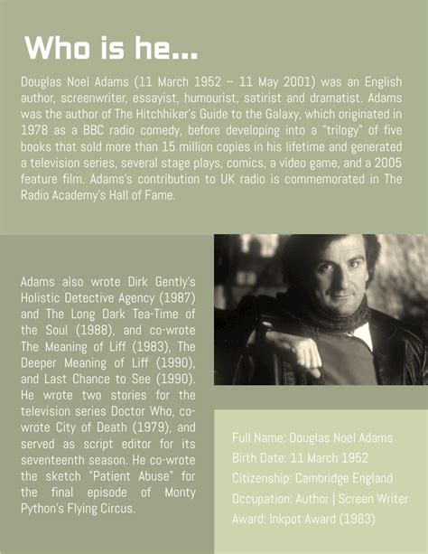 Douglas Adams Biography | Biography Template