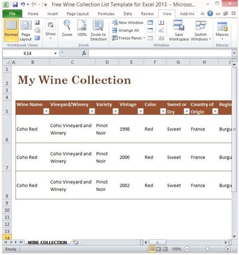 Wine Inventory Spreadsheet Template ~ Excel Templates