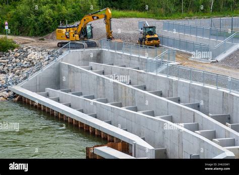 fish ladder under construction for spawning migration on the lech north of landsberg am lech ...