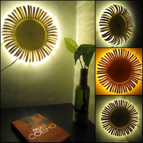 Sunflower Wall Sconce Made of Popsicle Sticks Unique Wall Sconce, Bronze Wall Sconce, Black Wall ...