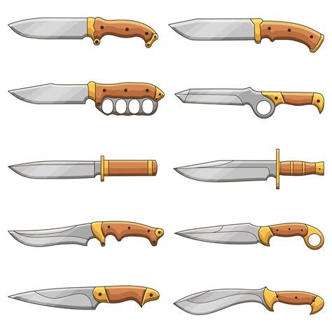 Bundle of various types of knives and daggers, doodle line art 24248381 Vector Art at Vecteezy