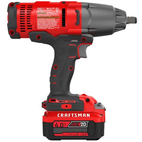 Craftsman 20V MAX 1/2 in. Cordless Impact Wrench Kit 20 volt 330 ft ...