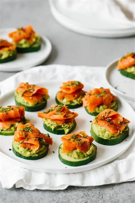 Smoked Salmon, Avocado and Cucumber Bites - Downshiftology