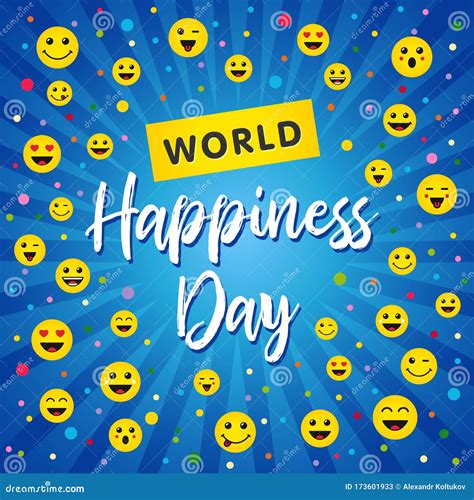 World Happiness Day, Smiling Icons Banner Stock Vector - Illustration of family, funny: 173601933