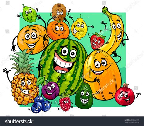 Cartoon Illustration Cute Fruit Characters Group Stock Illustration 710652337 | Shutterstock