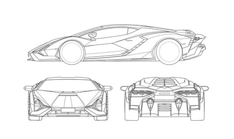 Lamborghini Sian Blueprint - Download free blueprint for 3D modeling
