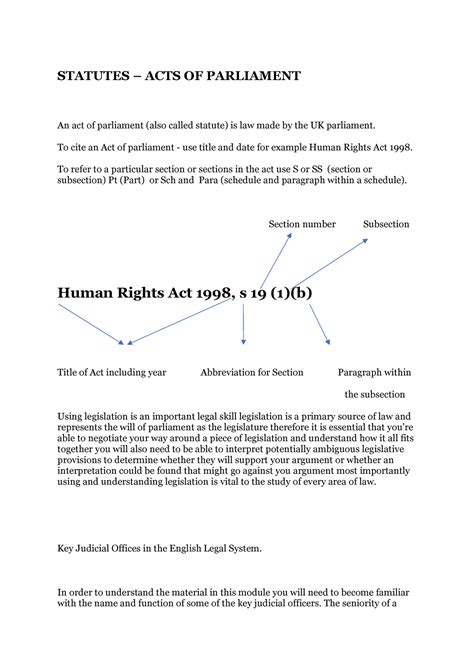 Statutes - Explanation of Act of Parliament (Legislation) Structure - STATUTES – ACTS OF ...