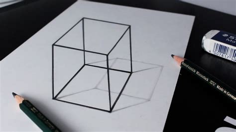 Comment dessiner une illusion 3D : Cube et ombre : Dessin au crayon ...