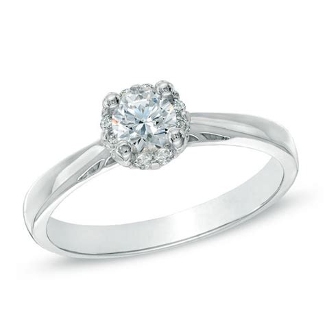 0.33 CT. T.W. Certified Canadian Diamond Engagement Ring in 14K White Gold (I/I1) | View All ...