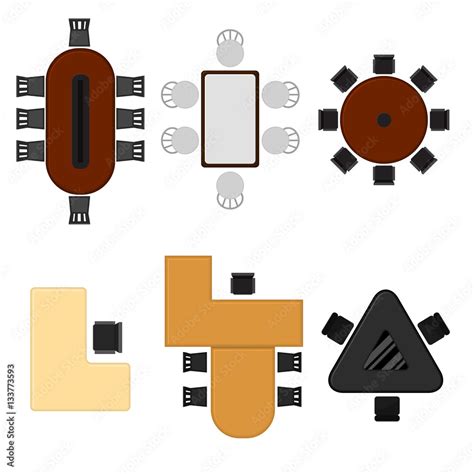 Cartoon Business Office Table Set Top View. Vector Stock Vector | Adobe ...