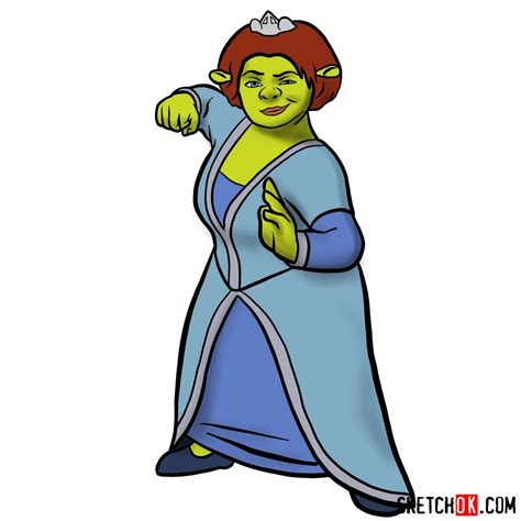 How to Draw Princess Fiona from Shrek - Sketchok easy drawing guides