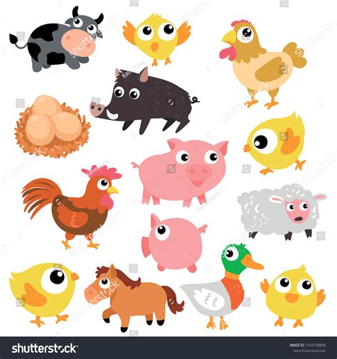 Farm Animals Set Farm Animal Vectors Stock Vector (Royalty Free ...