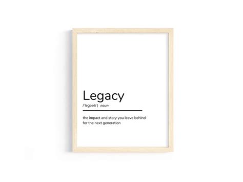 Legacy Definition Print, Printable Wall Art, Legacy Quote, Legacy ...