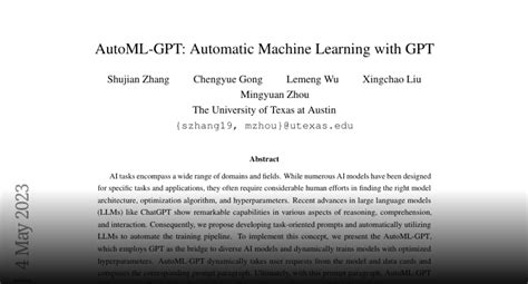 Paper page - AutoML-GPT: Automatic Machine Learning with GPT