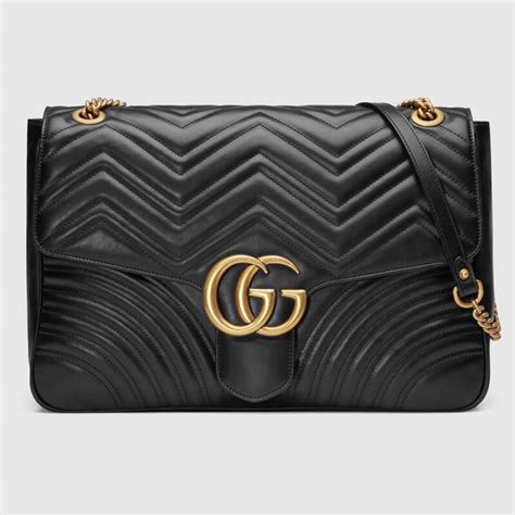 Gucci Women GG Marmont Large Shoulder Bag-Black - LULUX