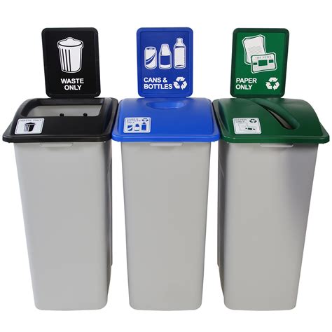 Simple Sort XL 3-Stream Recycling & Garbage Cans | 3 x 32 = 64 Gallon ...