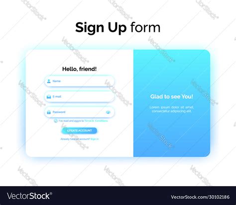 Sign up form web design ui ux registration Vector Image