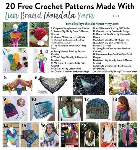 20 Free Crochet Patterns Made With Lion Brand Mandala Yarn | Lion brand mandala yarn, Mandala ...