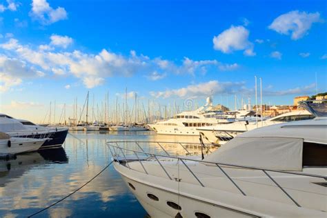 Harbor and Marina at Cannes, France Stock Photo - Image of panoramic ...