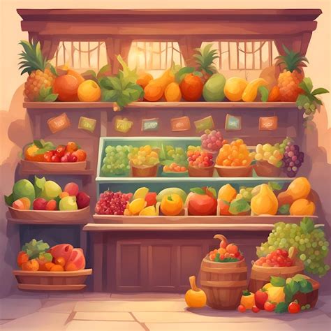 Premium Photo | Fruit shop Cartoon illustration of fruit shop Vector ...