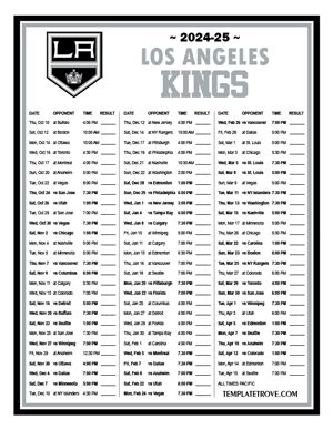 Printable 2024-2025 Los Angeles Kings Schedule