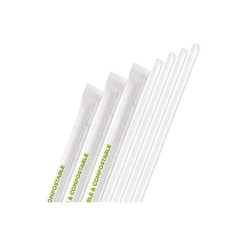 [400 Pack] Compostable Straws 7 3/4 Inch Long - Clear Disposable Straws, Biodegradable Eco ...