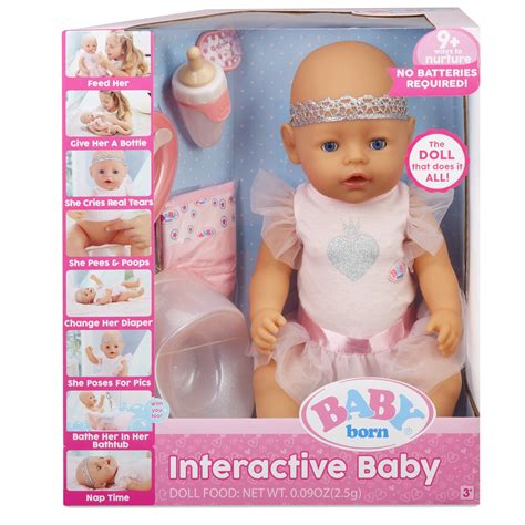 BABY born Interactive Doll Blue Eyes with 9 Ways to Nurture, Eats ...