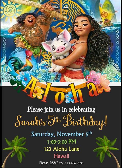 Moana Birthday Invitation - Etsy | Moana birthday invitation, Moana ...