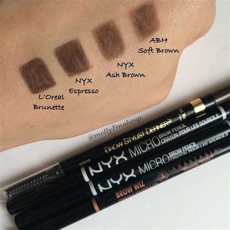 L'Oreal Brow Stylist Definer in Brunette, NYX Micro Brow Pencil in Espresso and Ash Brown, and ...