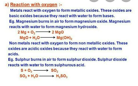 Compare the reactions of metals and non-metals with oxygen. - Brainly.in